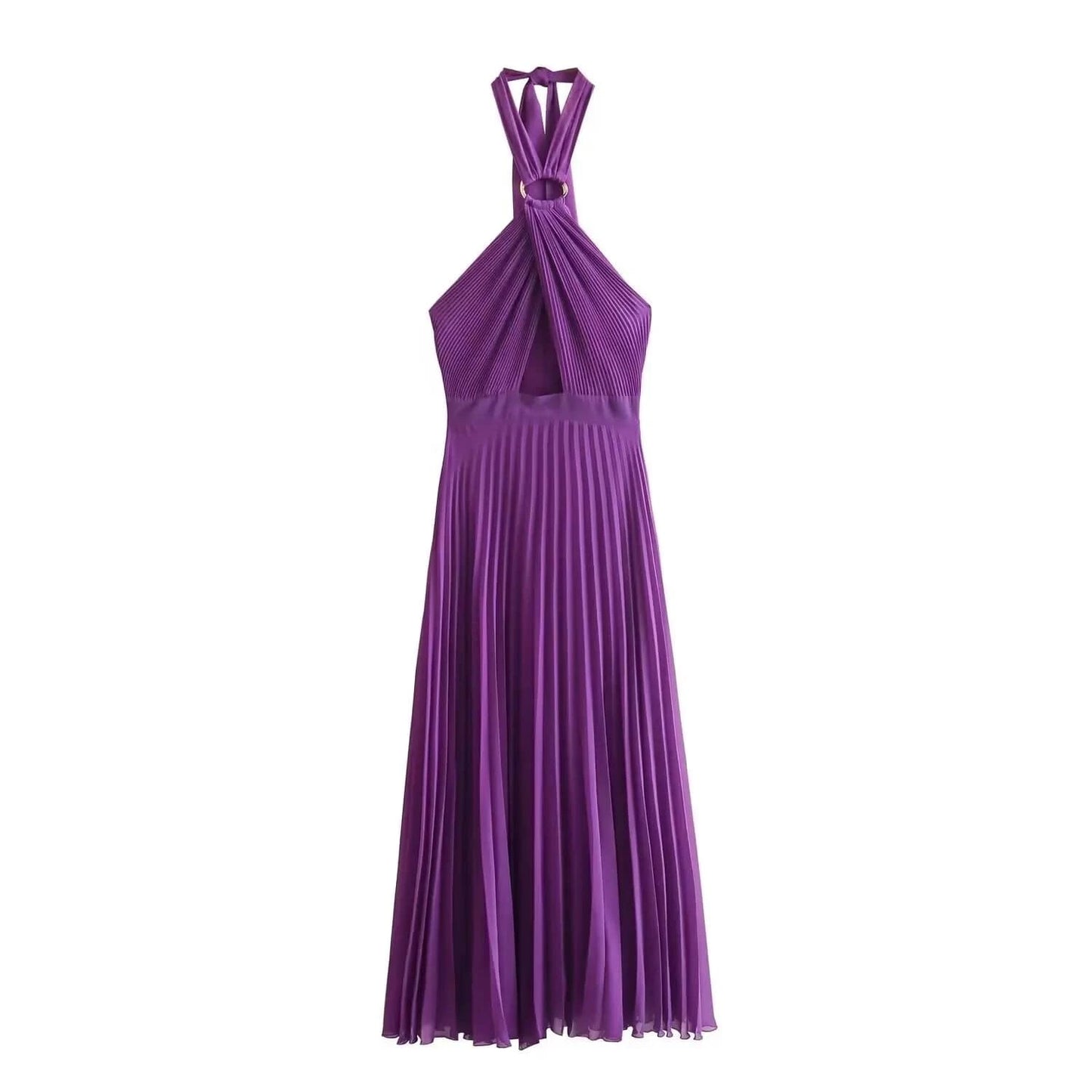 PB&ZA Women 2024 summer New Chic Fashion Small pleated collar Dress Vintage Sleeveless Female Dresses Vestidos robe Mujer