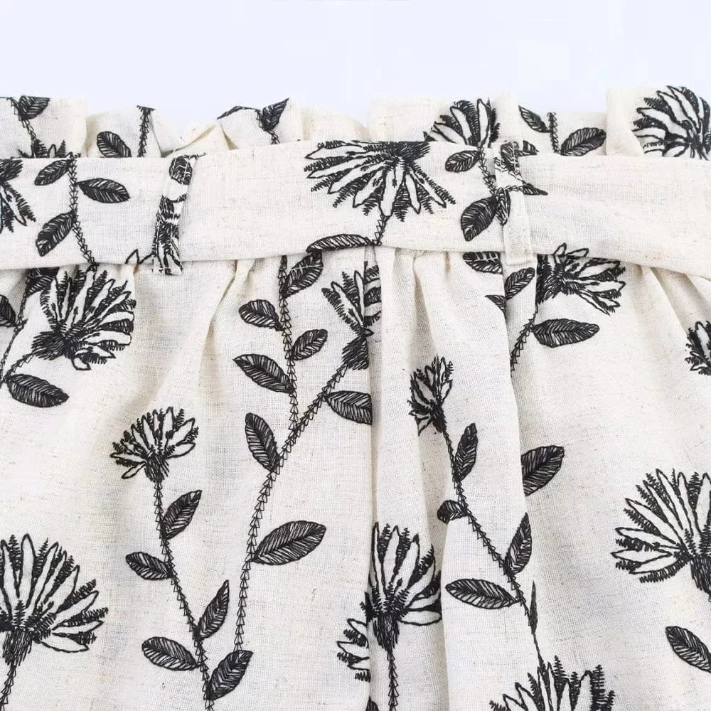 PB&ZA Women 2025 New Chic Fashion Embroidered Paper Bag Style Casual Shorts Skirts Vintage High Waist Female Skorts Mujer
