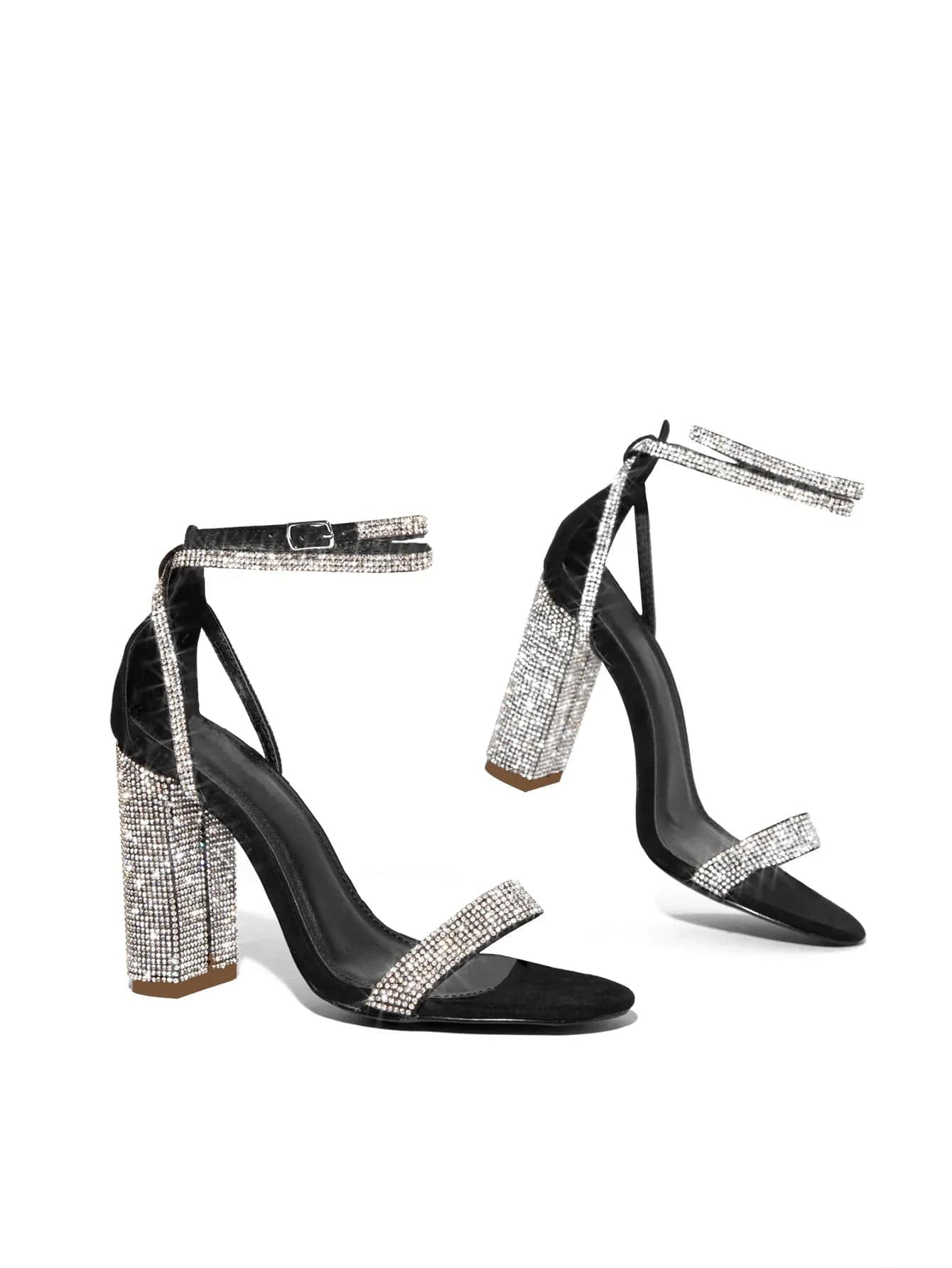 PDEP 2023 New Rhinestone Thick block High Heel Button Strap Fashion Sexy ladies gold High Heel Sandals Heels