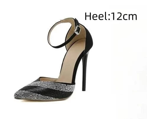 PDEP point toe women's shoes high heels 2023 summer new stiletto rhinestones ankle strap sandals pumps women shoes heels