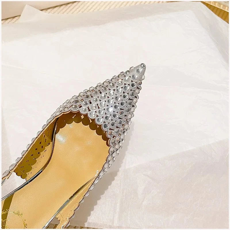 PDEP Rhinestone High Heels for ladies crystal luxury Women's 2023 Summer point toe Sandal Bridal Wedding Heel