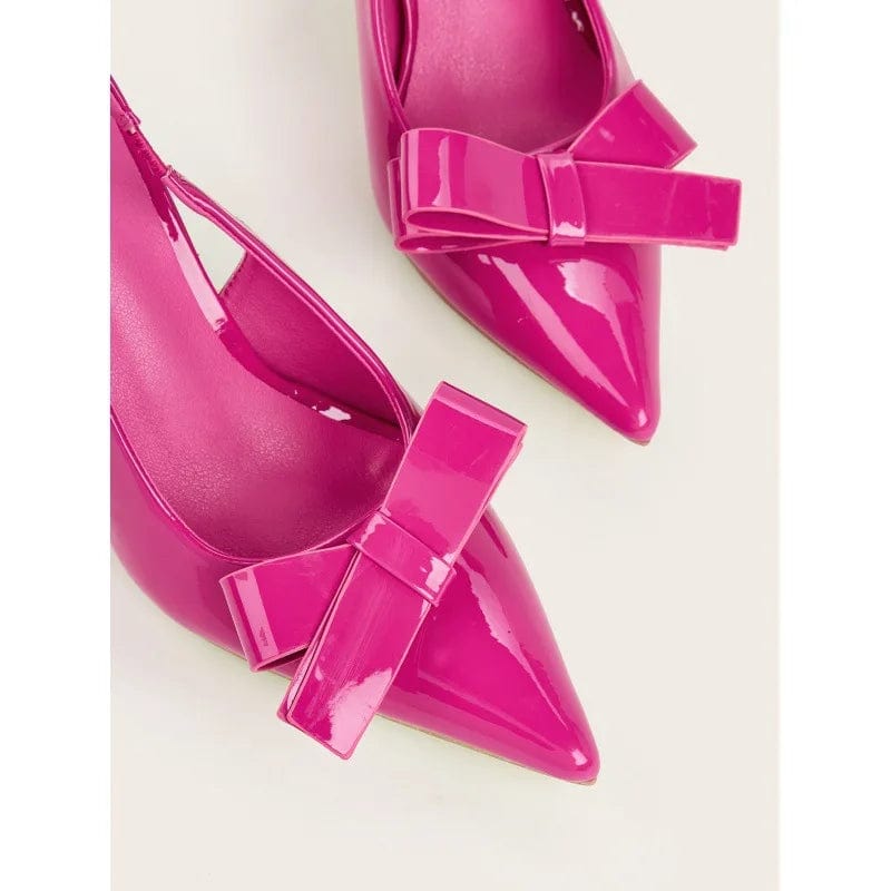 PDEP sling back strap women's shoes with thin heels and closed elegant bow point toe ladies high heel pump shoes 2023