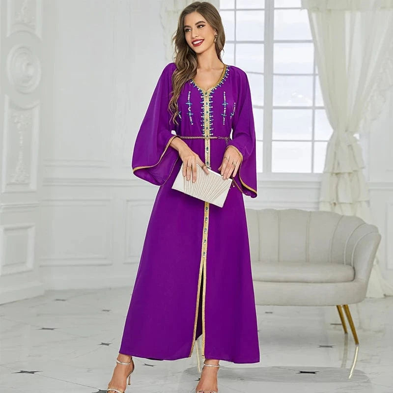 Pearl Beaded Dubai Abaya Saudi Arab Rhinestone Robe Islamic Clothing Diamond Abaya Dubai Women Muslim Dress