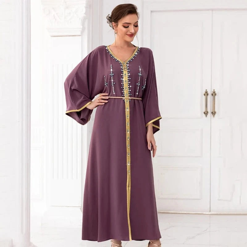 Pearl Beaded Dubai Abaya Saudi Arab Rhinestone Robe Islamic Clothing Diamond Abaya Dubai Women Muslim Dress