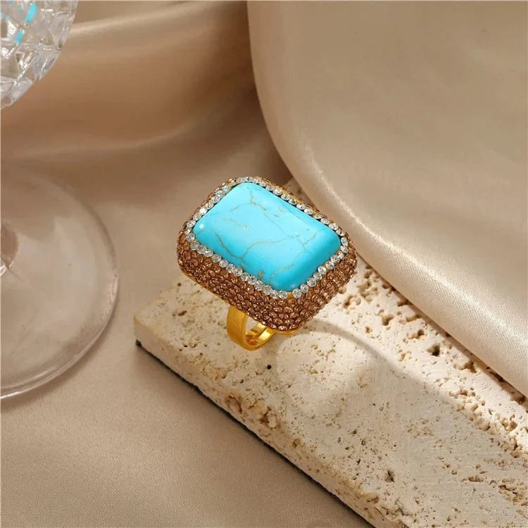 pearl ring / 6 French hawaiian baroque natural stone pink topaz turquoise evil eye pearl rings jewelry women