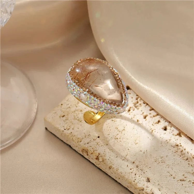 pearl ring / 7 French hawaiian baroque natural stone pink topaz turquoise evil eye pearl rings jewelry women
