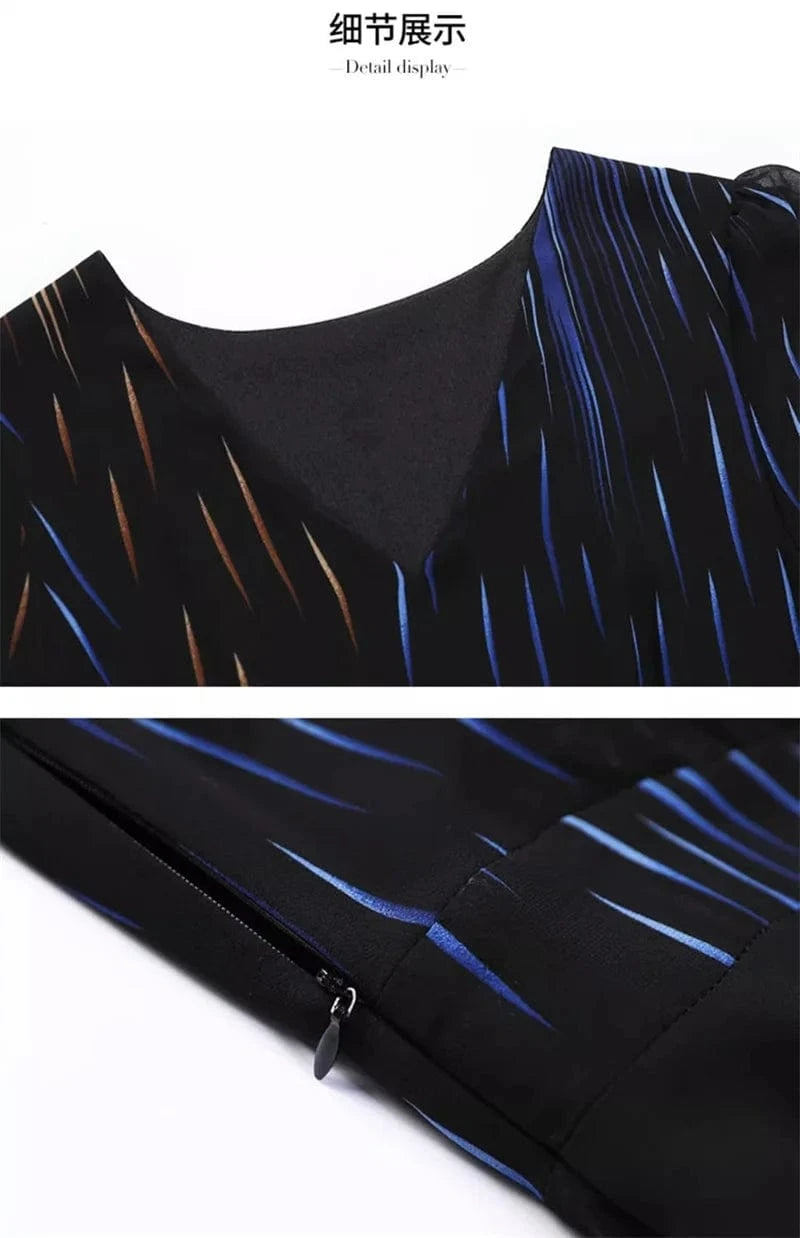 Pendant Sense Dress for Women Summer 2024 New Fashion High end, Elegant Slim and Waist Up V-neck Chiffon Dress Long Dress 4XL