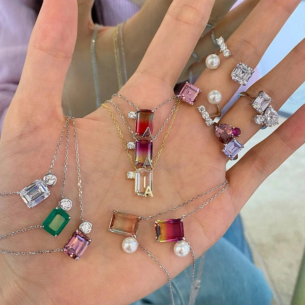 Personalized 925 Silver Charm Link Chain Jewelry Alphabet Cubic Zirconia 26 Letter A-Z Initial Necklace Pendant Necklaces