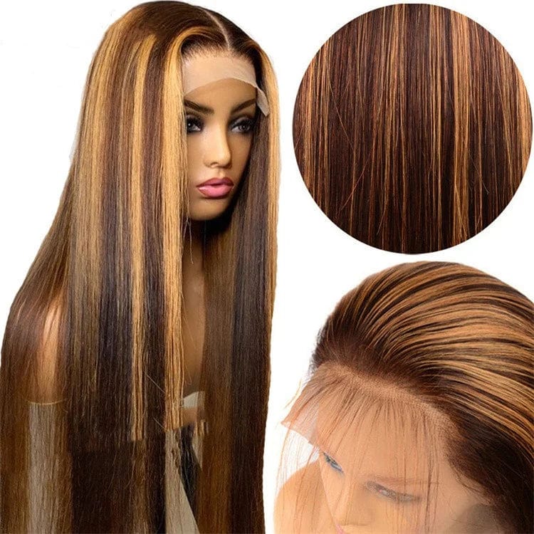 Piano #P4/27 / 28 Inches original human hair wigs 4*4 straight long hair u part wig human hair or women
