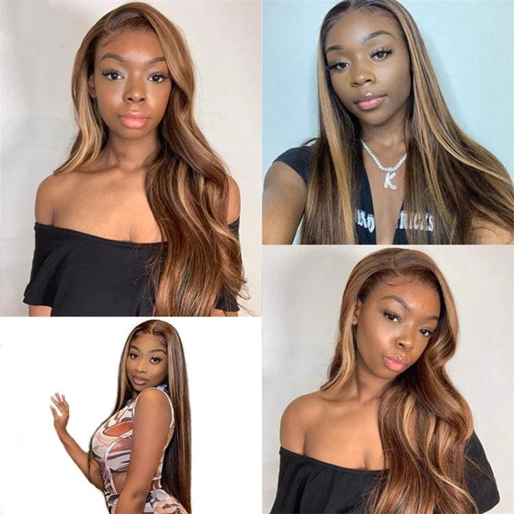 Piano #P4/27 / 28 Inches original human hair wigs 4*4 straight long hair u part wig human hair or women