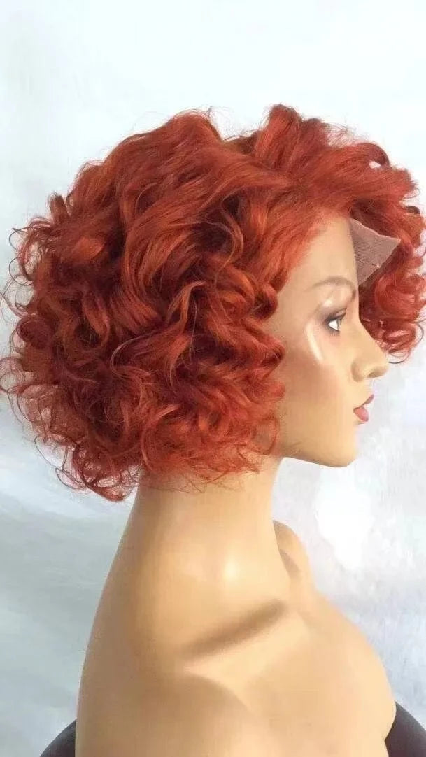 picture color / 10 Inches short human hair wigs for women Front lace wig human hair make women more beautiful A variety of colors a variety of styles