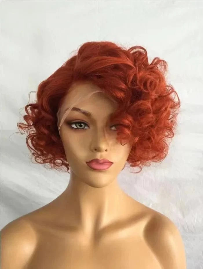 picture color / 10 Inches short human hair wigs for women Front lace wig human hair make women more beautiful A variety of colors a variety of styles