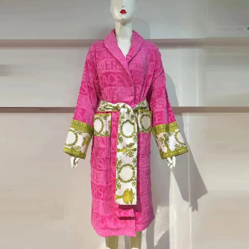 Pink 100% Cotton Solid Color Towel Shawl Bathrobe Fashion New Hot Selling Men's Women's Nightwear Bathrobe Sexy Lingerie 2 Orders
