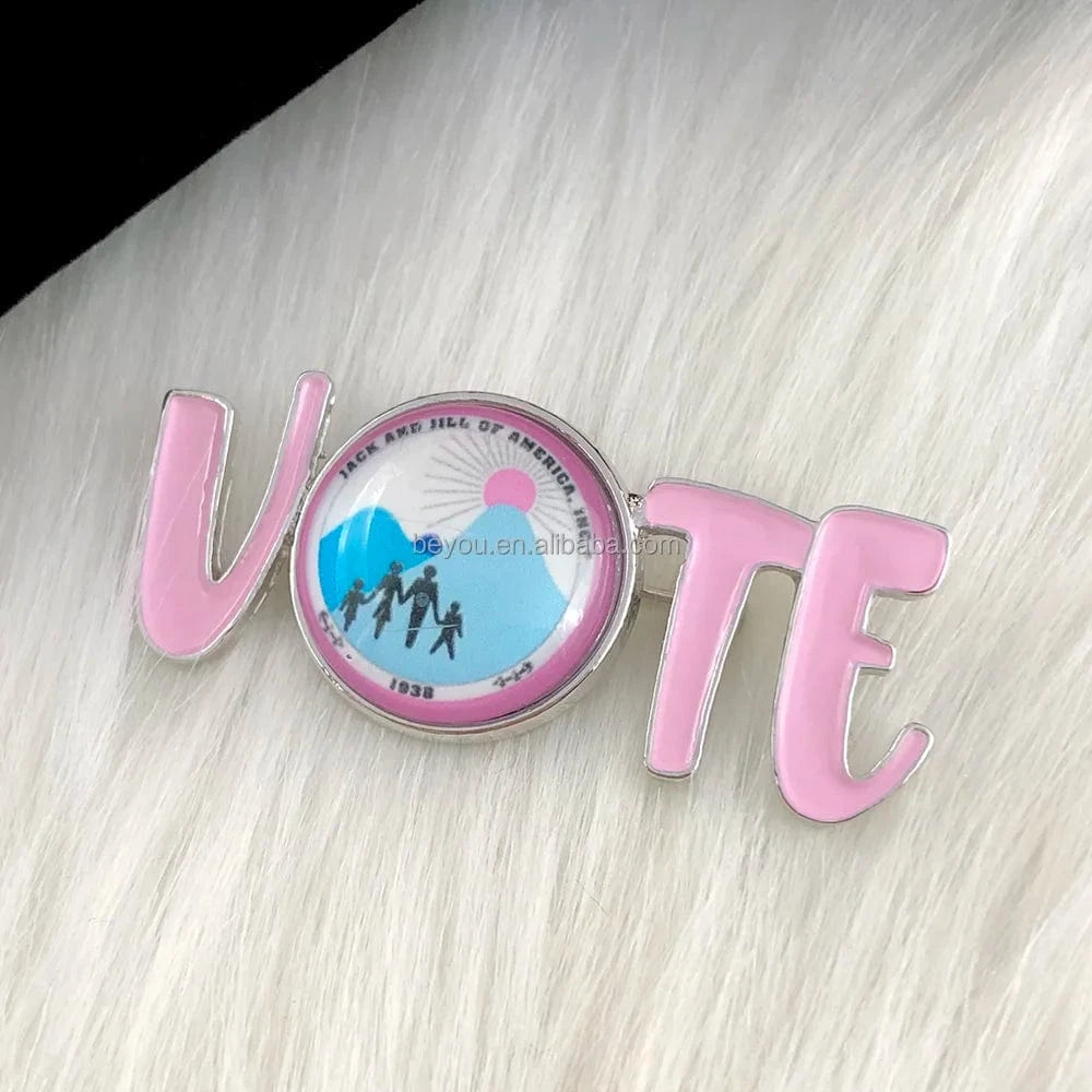 Pink Blue Greek Sorority Jack and Jill VOTE Pearls Brooch JJ Lapel Pin for Women Girl Graduation Gift Jewelry