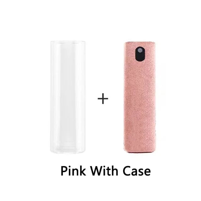 Pink-Case-No Liquid 2 In 1 Screen Cleaner Spray Computer Mobile Phone Screen Dust Remover Tool Microfiber Cloth For iPhone iPad Cleaning Wipes