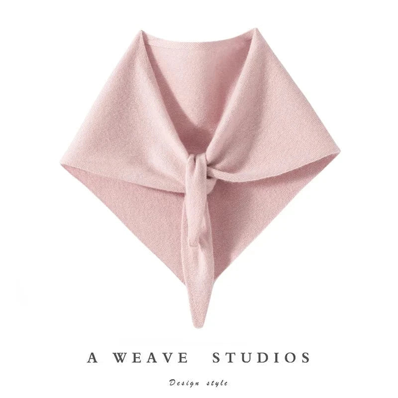 Pink / One Size CHICUU Women 100% Cashmere Scarf Spring Autumn Triangular Scarf Cashmere Knitwear Luxury Grace Simple Style Scarf Pure Color