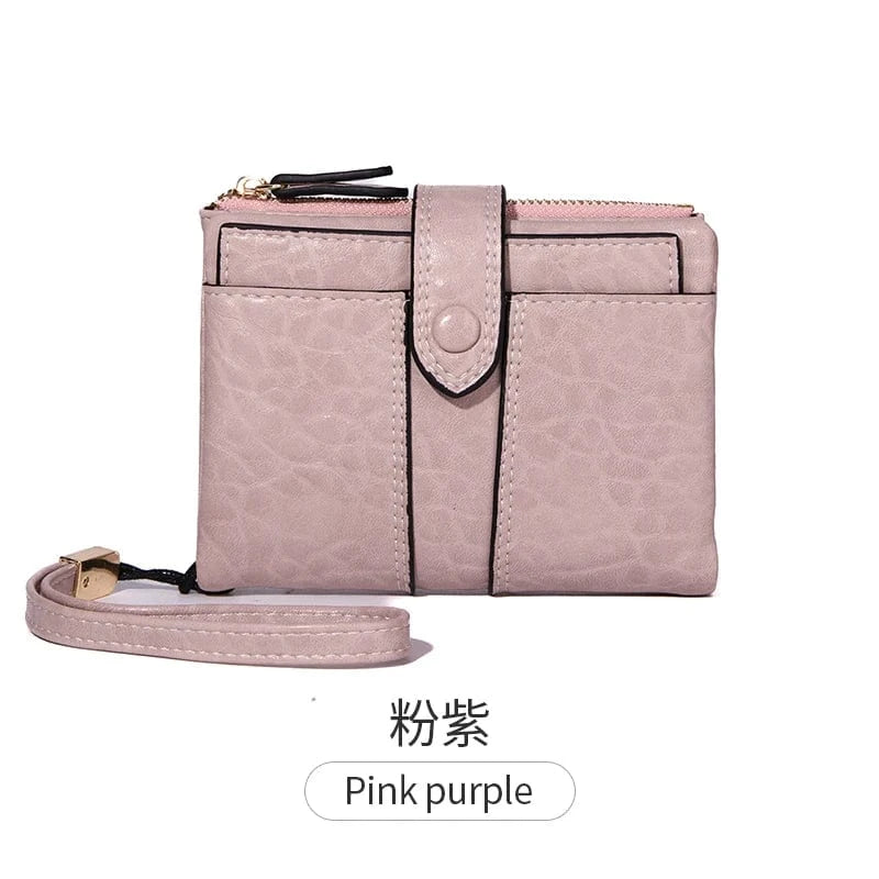 Pink purple 2024 New Women's Wallet PU Leather Short Zipper Zero Wallet Folding Classic Design Wallet
