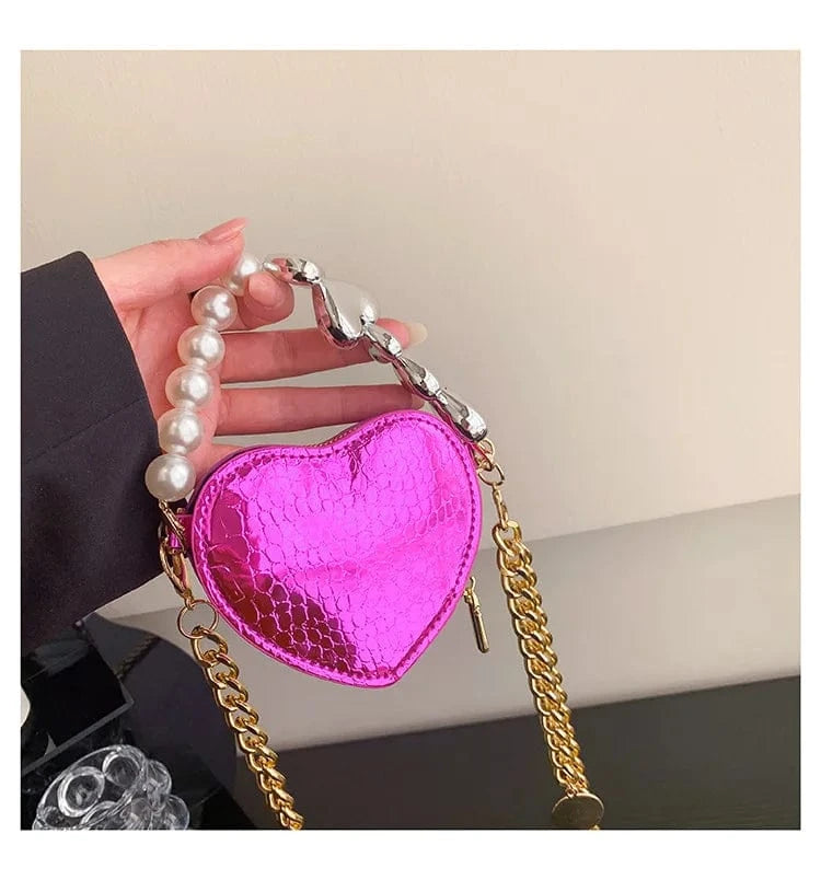 pink Ready to ship 2024 fashion boutique heart shape hot selling mini handbags womens bags