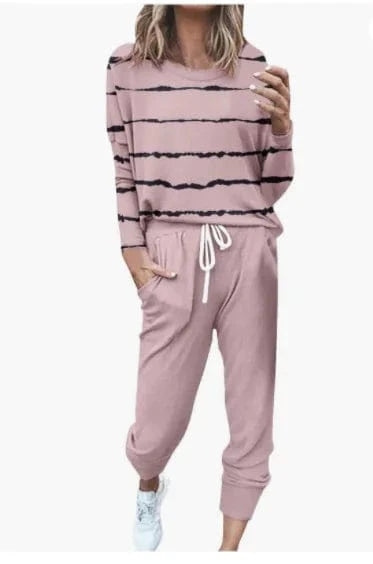Pink / S Women Clothing Sets Short Sleeve T-shirt+Pant 2Pcs 2024 Summer Camouflage Tie-Dyed Loose Tees Tops Sports Casual Suit New