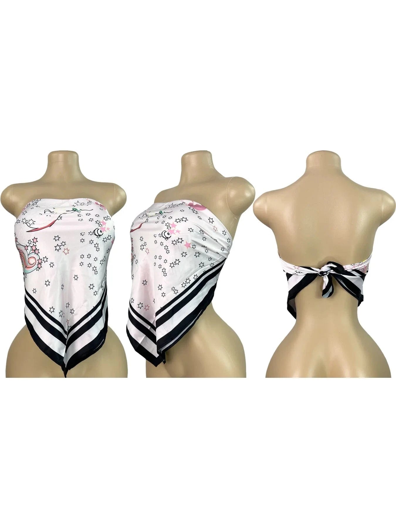 Pink Scarf / M 2025 Summer 2 Piece Set Woman Outfits Backless Print Scarf Tops and Shorts Suits Streetwear Sexy Club Two Piece Matching Sets