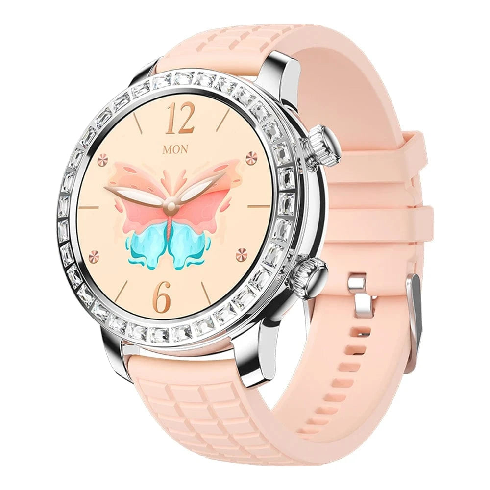 Pink-silicone+leather strap 2024 Z95 mini Smart watch 1.3nch AMOLED Lady Fashion Luxury BT Call IP68 Waterproof 460mAH Sport smartwatch for women