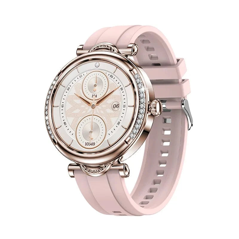Pink Silicone Strap 2024 CF32 1.27 "inch HD Realtek8763EWE Chip with Diamond Ladies Smart Bracelet Women Smart Watch FitcloudPro
