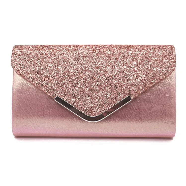 Pink Women Glitter Sequins Envelope Evening Bag Sparkle Evening Clutch Handbag Women Evening Bag