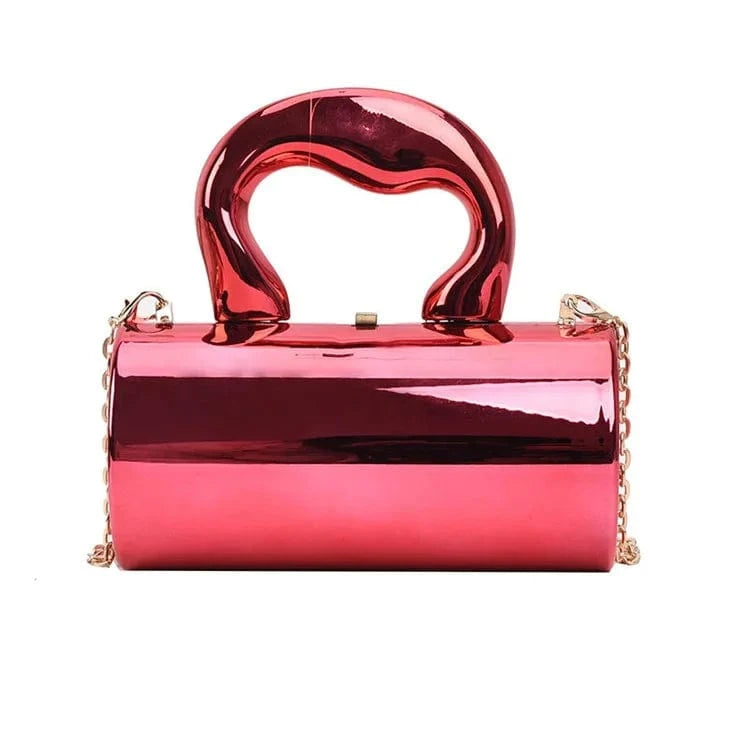 Pink Women's Handbag Bags For Women 2024 Party Clutches Fashion Cylinder Mini Evening Purse Crossbody Shoulder Bag Gold Box Clutch