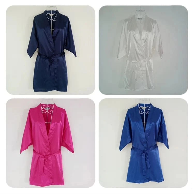 Plain women summer sexy sleepwear kimono pajamas plus size 3XL girls nightgown sleepwear sexy satin robe silk kimonos