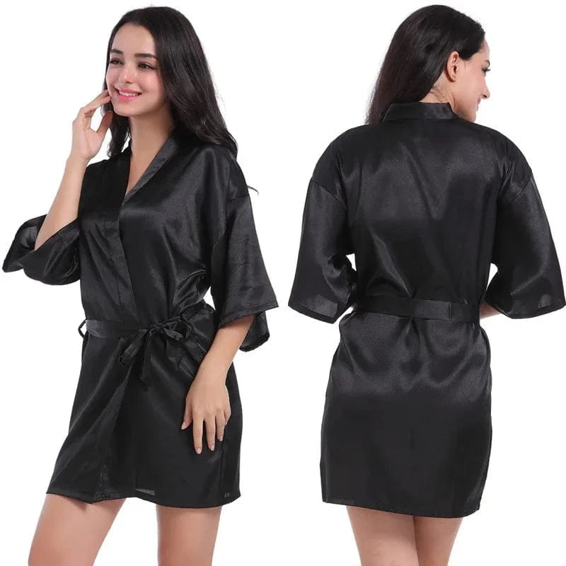 Plain women summer sexy sleepwear kimono pajamas plus size 3XL girls nightgown sleepwear sexy satin robe silk kimonos