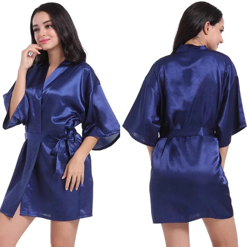 Plain women summer sexy sleepwear kimono pajamas plus size 3XL girls nightgown sleepwear sexy satin robe silk kimonos