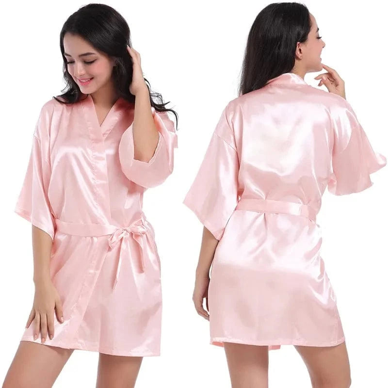 Plain women summer sexy sleepwear kimono pajamas plus size 3XL girls nightgown sleepwear sexy satin robe silk kimonos