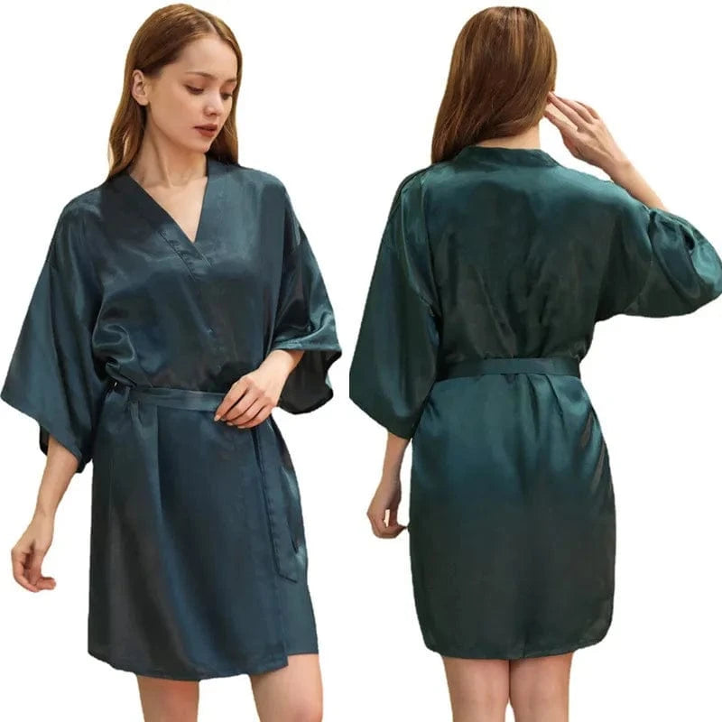 Plain women summer sexy sleepwear kimono pajamas plus size 3XL girls nightgown sleepwear sexy satin robe silk kimonos