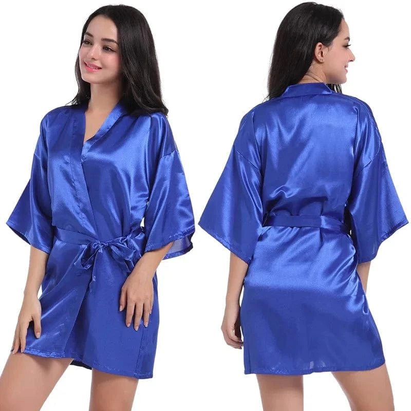 Plain women summer sexy sleepwear kimono pajamas plus size 3XL girls nightgown sleepwear sexy satin robe silk kimonos