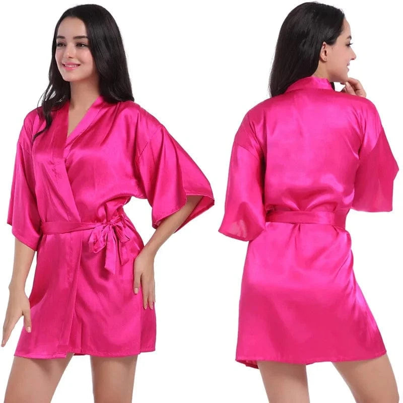Plain women summer sexy sleepwear kimono pajamas plus size 3XL girls nightgown sleepwear sexy satin robe silk kimonos