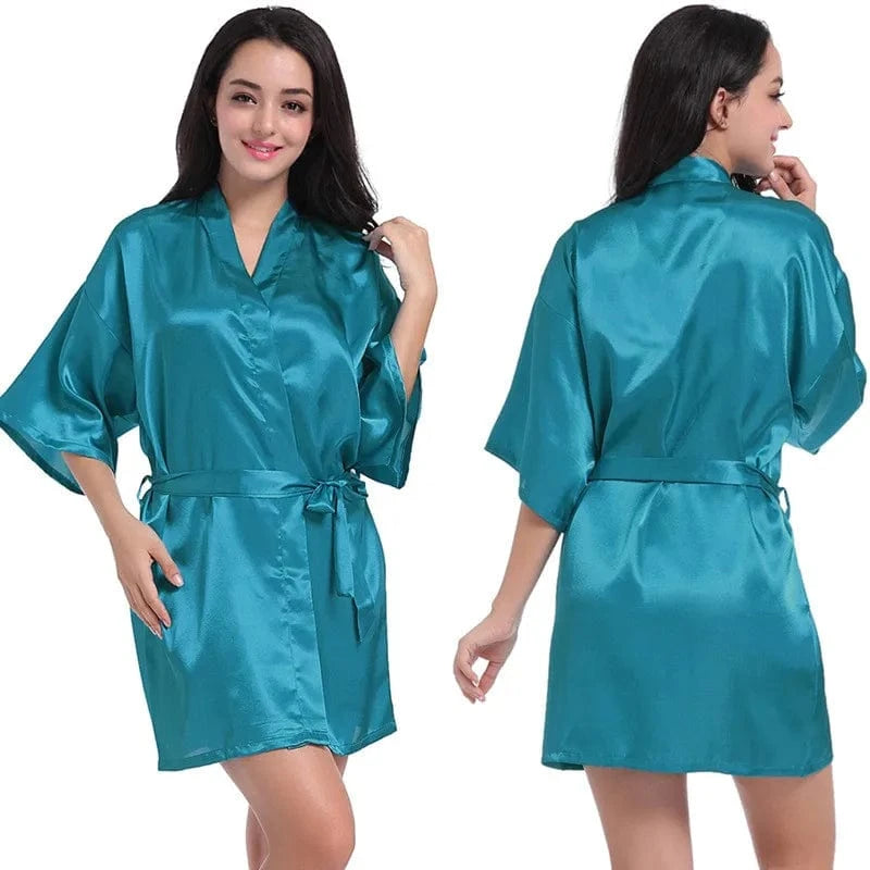 Plain women summer sexy sleepwear kimono pajamas plus size 3XL girls nightgown sleepwear sexy satin robe silk kimonos