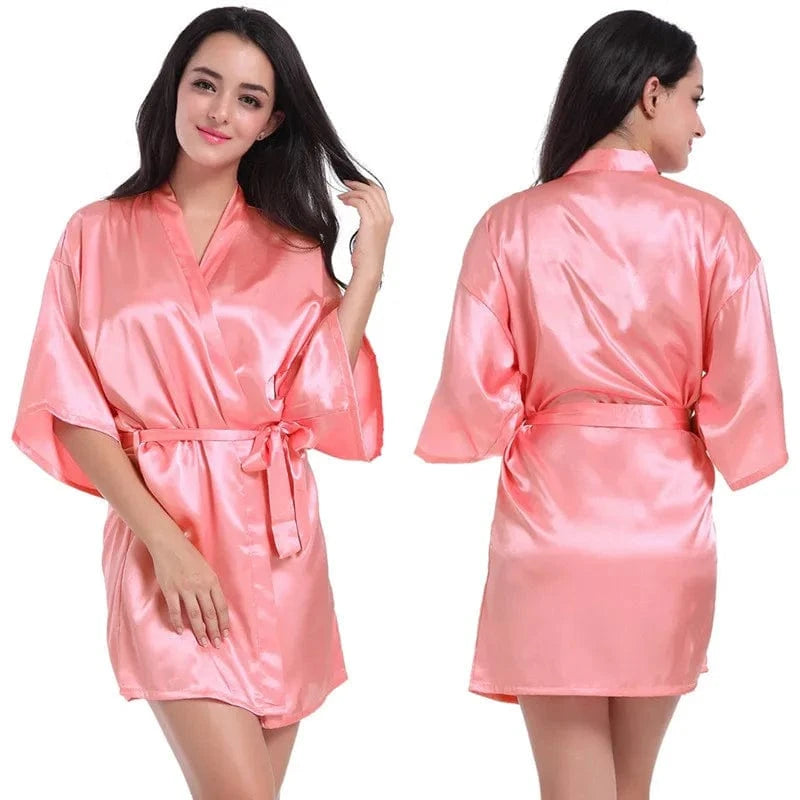 Plain women summer sexy sleepwear kimono pajamas plus size 3XL girls nightgown sleepwear sexy satin robe silk kimonos