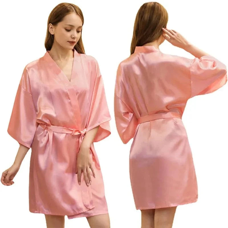 Plain women summer sexy sleepwear kimono pajamas plus size 3XL girls nightgown sleepwear sexy satin robe silk kimonos