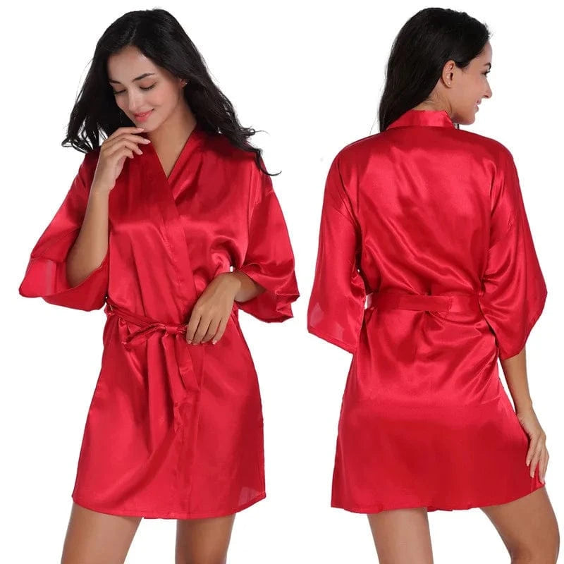 Plain women summer sexy sleepwear kimono pajamas plus size 3XL girls nightgown sleepwear sexy satin robe silk kimonos