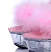 Platform Sandale Femme Glass Bottom Open Toe Furry High Heel Shoes Mules Slippers for Women