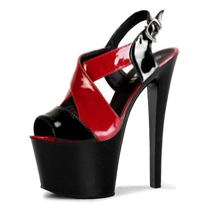 Platform stiletto 17 cm super high heel pole dance fashion color high heels model show summer women's large sandals