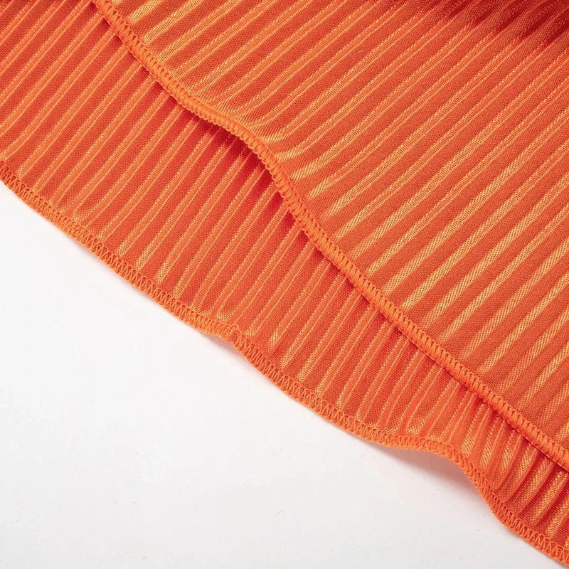 Pleated Set 2 Piece Woman Outfits Summer Solid Color Boho Flared Pants Set Women Two Piece Set Crop Top and Pants Pleated