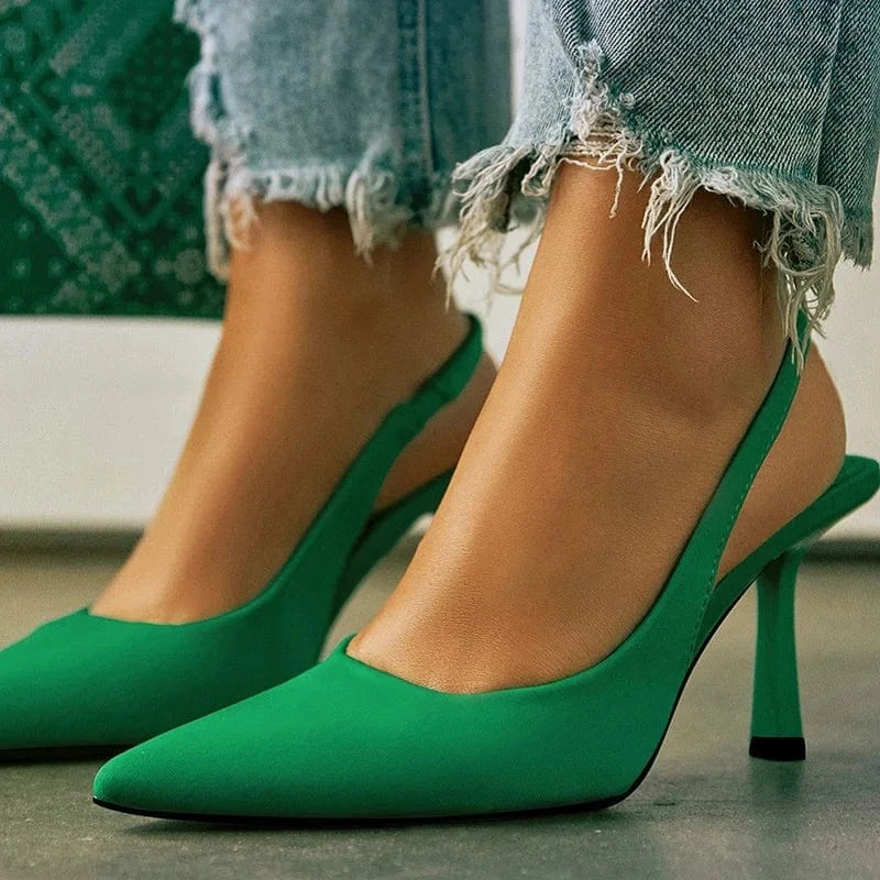 Plus Size 35~43 Designer Sandals Brand High Heels Pointed Toe Stiletto Banquet Wedding Summer Ladies Shoes Women Pumps