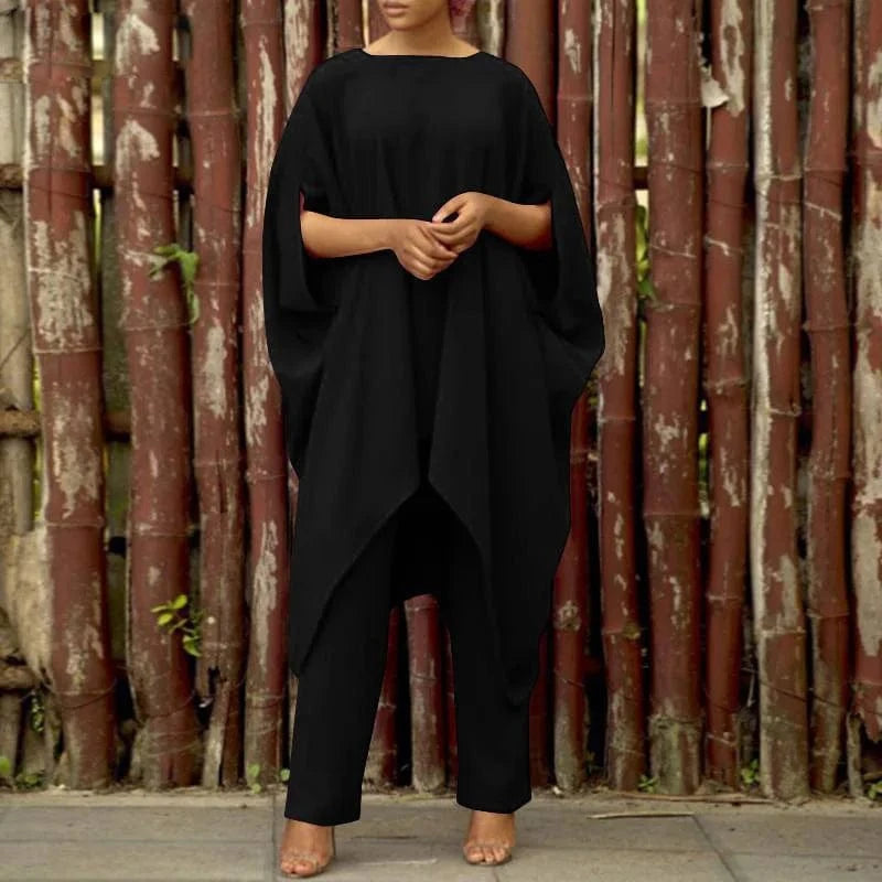 Plus Size 5xl 2024 Cotton Linen Fashion Casual Large Irregular Set Loose African Elegant Lady Skim Pants Two-Piece Set