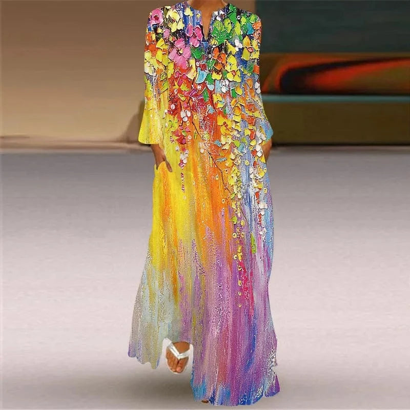Plus Size 5XL NEW arrivals 2024 Human Face Printed Ladies Elegant Party Retro Long Dress Summer Fashion Casual African Dresses
