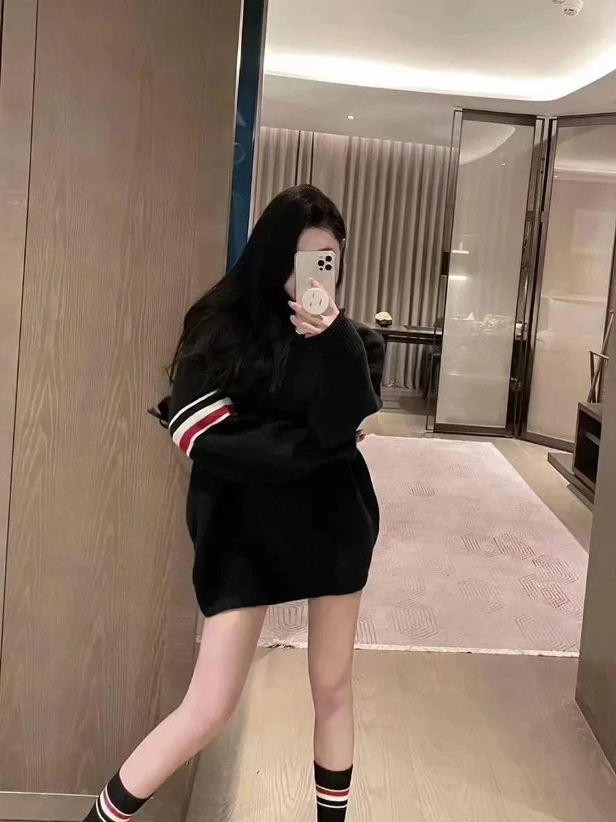 Plus Size / Black 2024 Spring women new arrival crew neck long sleeve oversize cartoon animal classic jacquard sweater jumper