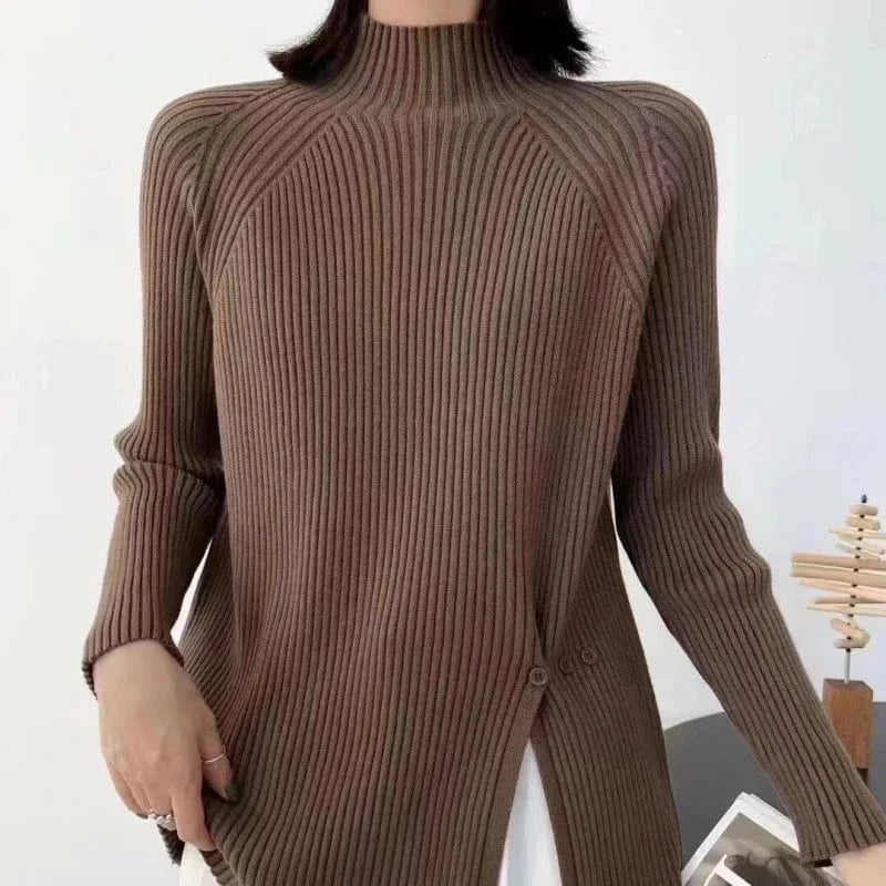Plus Size / Brown 2024 autumn and winter arrivals fashion women's best-selling crew neck high-quality solid color long-sleeved pullover sweater