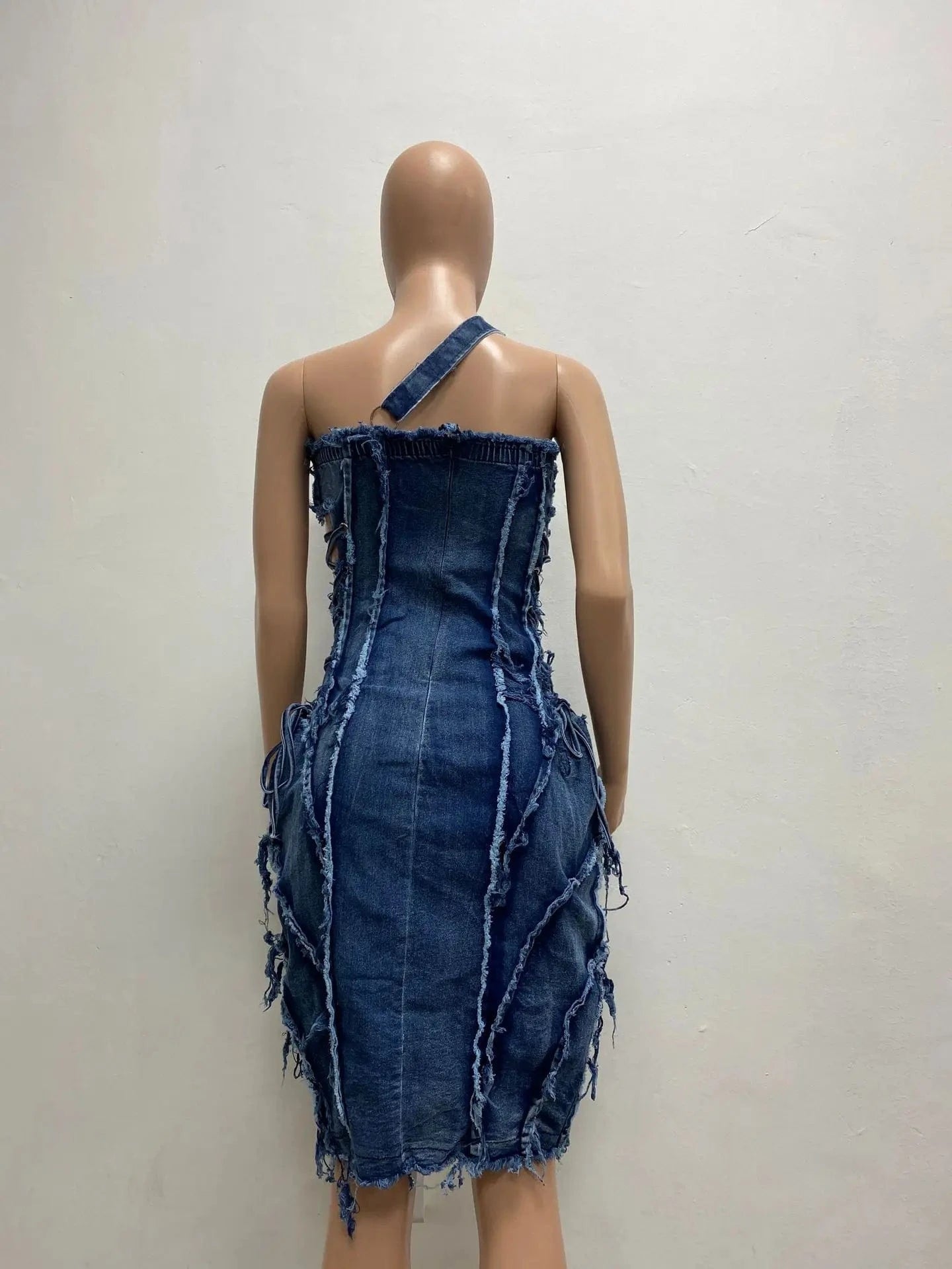 Plus Size S-3XL Women Jeans Dress Casual Cani Dress Ladies Solid Color Summer Lace up 2023 Women Cotton Dresses