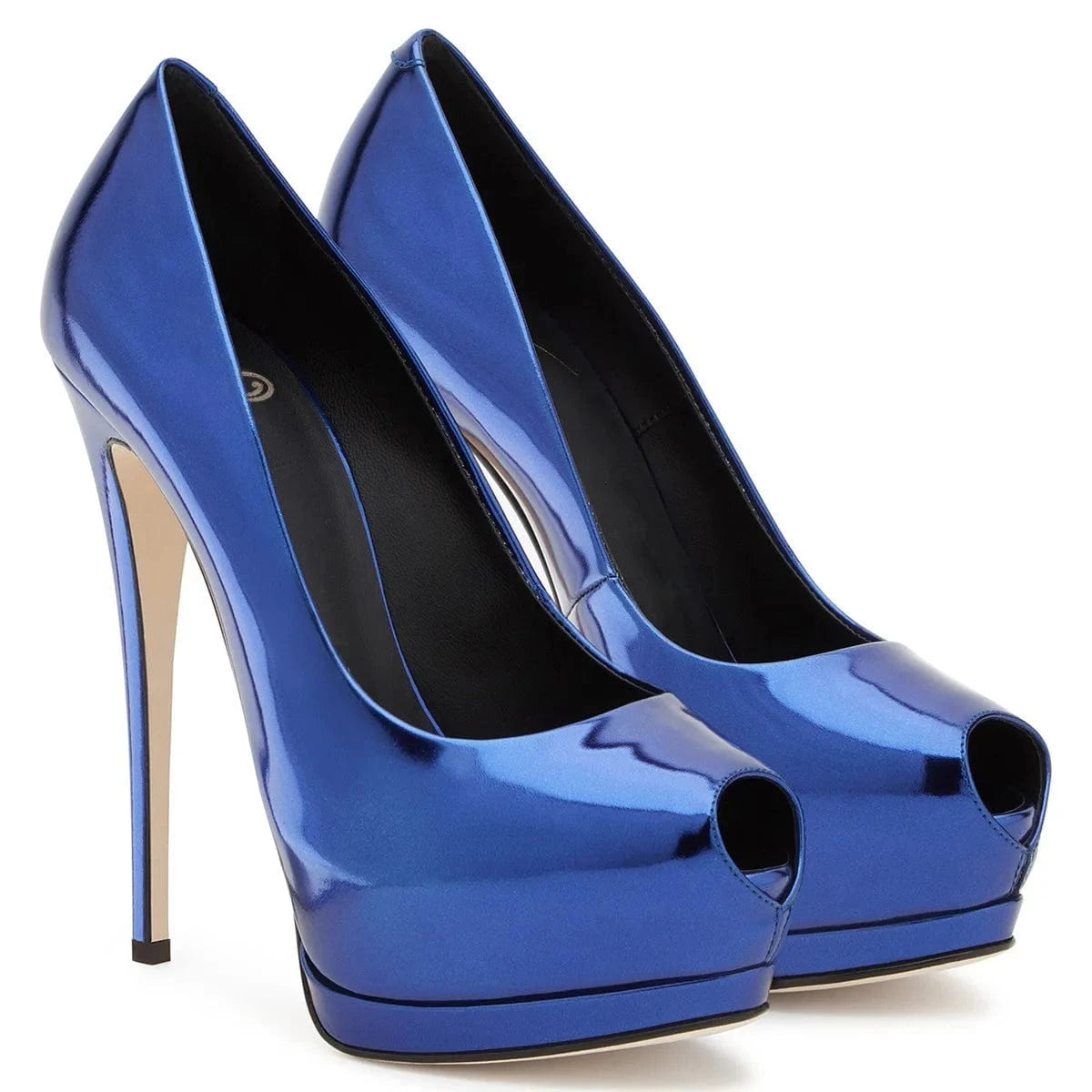 Plus Size Sexy Evening Dress D'orsay Shoes Black Patent Leather Ladies Heels Women Peep Toe High Heel Pumps PU Rubber Solid