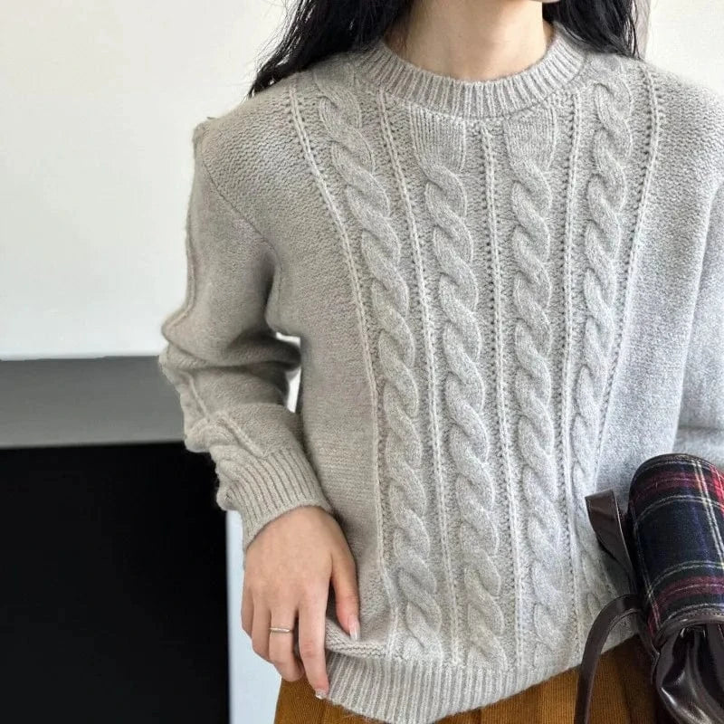 Plus Size / silver 2024 autumn/Winter new arrivals best-selling women's solid color O-collar long-sleeved loose pullover sweater